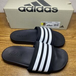 Adidas Adilette Comfort Unisex Slip On Slide Sandals Black Size Men's 8 Womens 9